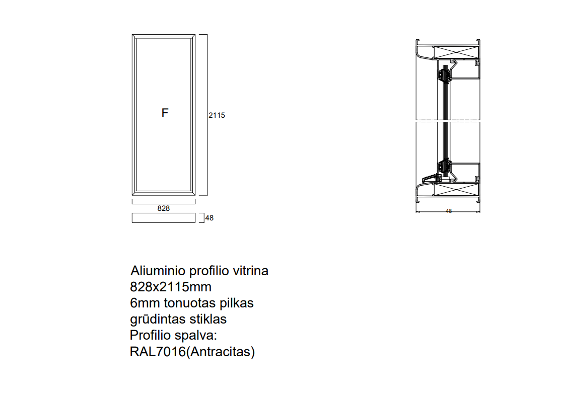 Aliuminio profilio vitrina 828x2115