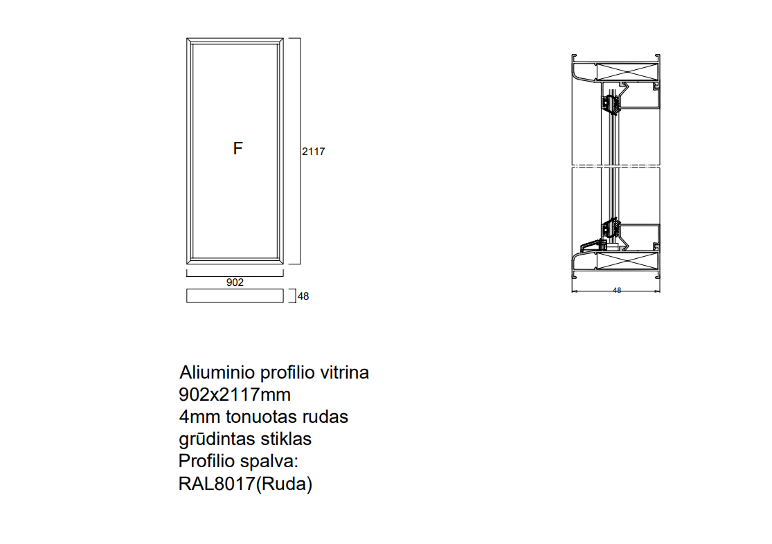 Aliuminio profilio vitrina 902x2117