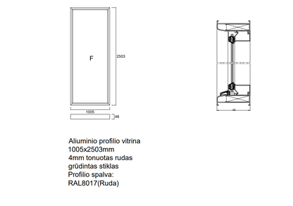 Aliuminio profilio vitrina 1005x2503
