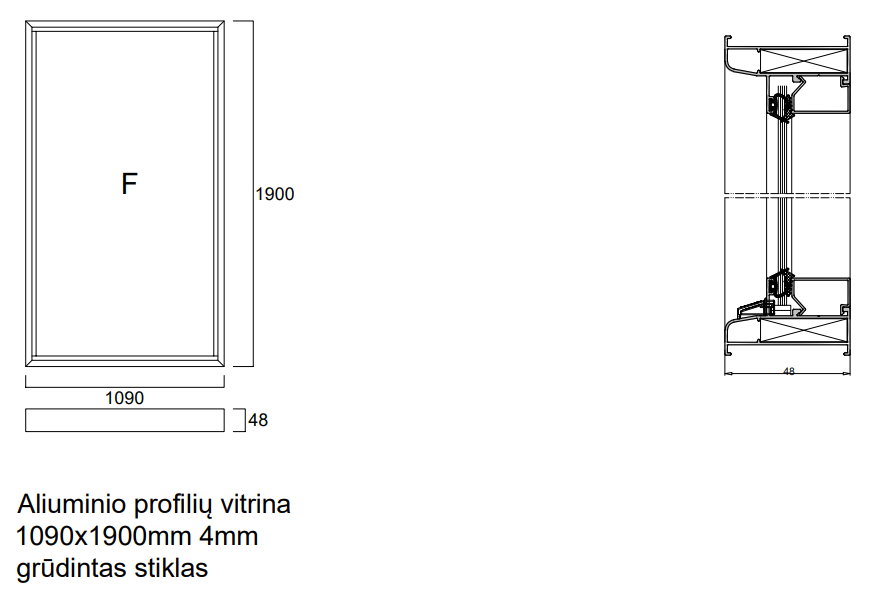 Aliuminio profilio vitrina 1090x1900