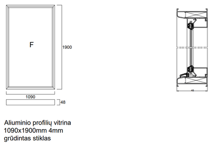 Aliuminio profilio vitrina 1090x1900